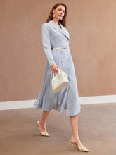 MOTF PREMIUM SOLID COLOR DOUBLE BREASTED WOVEN DRESS WITHOUT BELT